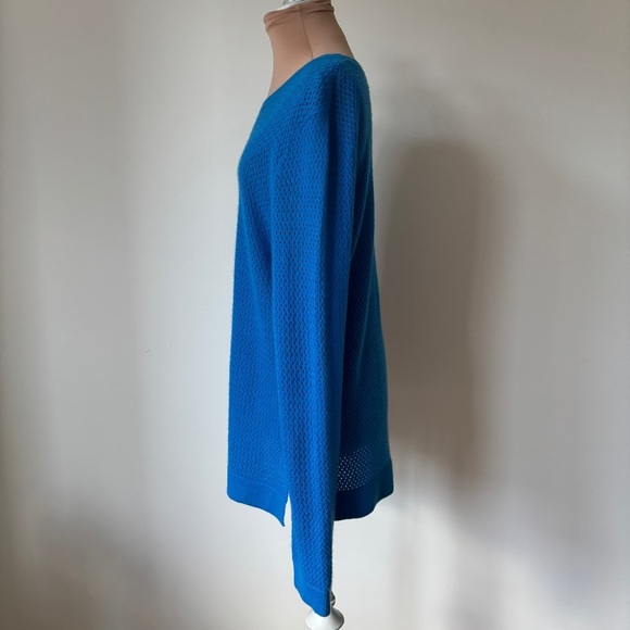 Miss Wu Royal Blue Crew Neck Cashmere Relaxed Fit Open Knit Sweater EUC Size XL - Picture 2 of 7